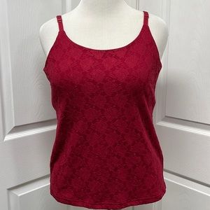 One Step Up Plus Red Lace Cami Tank Top 1X